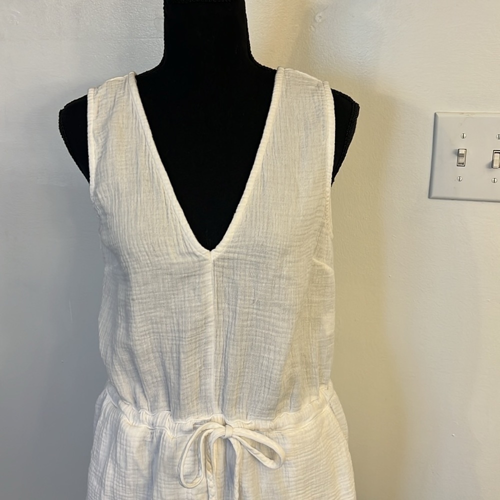 RAILS Parker Sleeveless White Cotton Romper Drawstring Waist Sz. S. - Picture 4 of 11